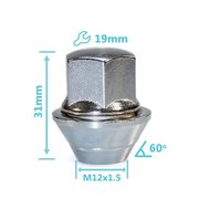 ГАЙКА КОЛЕСА (M12X1.5/КОНУС/ЗАКРЫТАЯ/ 31 ММ/19 КЛЮЧ) BMW 2500-3.3 (E3) (71-77), 02 СЕДАН (E10) (68-7