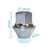 ГАЙКА КОЛЕСНАЯ (M12X1.5, КОНУС, ЗАКРЫТАЯ 31ММ) FORD ESCORT/ORION (90-00), FIESTA (89-95), FIESTA (01